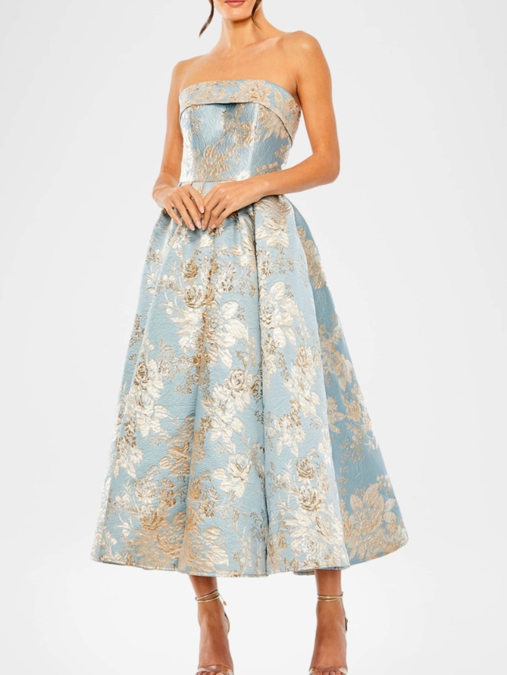 MAC DUGGAL STRAPLESS BROCADE FLORAL DRESS - Size 2